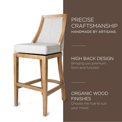 Maven Lane Vienna High-Back Counter Height Stool Weathered Oak(Open Box)(2 Pack) - VMInnovations