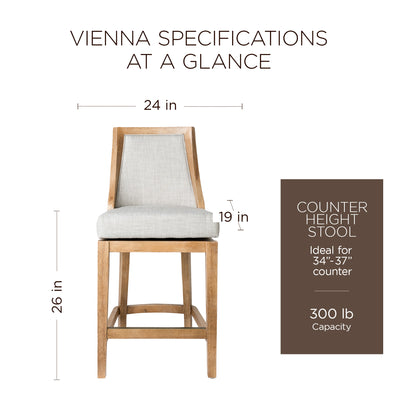 Maven Lane Vienna Counter Stool in Weathered Oak Finish, Sand, Set of 4 (Used) - VMInnovations
