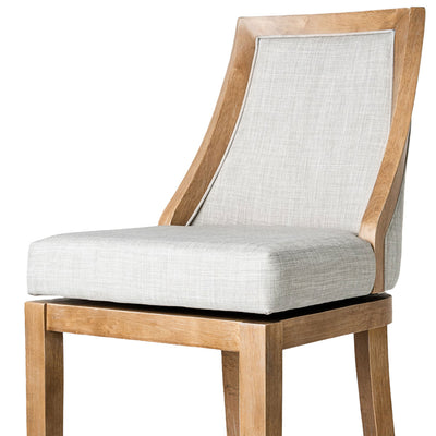 Maven Lane Vienna Bar Stool in Weathered Oak Finish w/ Sand Color Fabric Upholstery