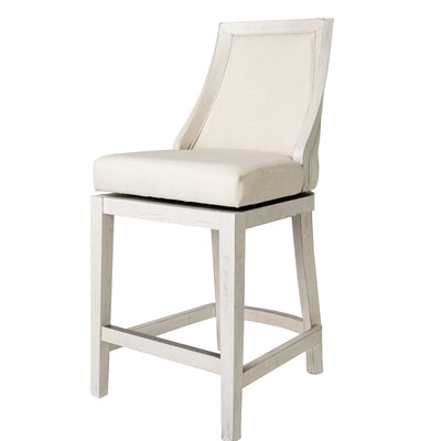 Maven Lane Vienna Counter Stool in White Oak Finish w/ Natural Color Fabric Upholstery