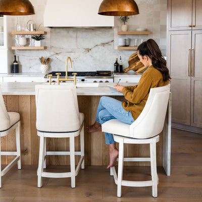 Maven Lane Vienna Kitchen Counter Height Stool , White Oak Finish (Used) - VMInnovations