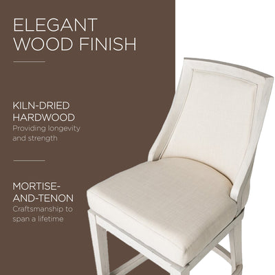 Maven Lane Vienna High-Back Swivel Stool, White Oak, Bar Height (Used) (4 Pack) - VMInnovations