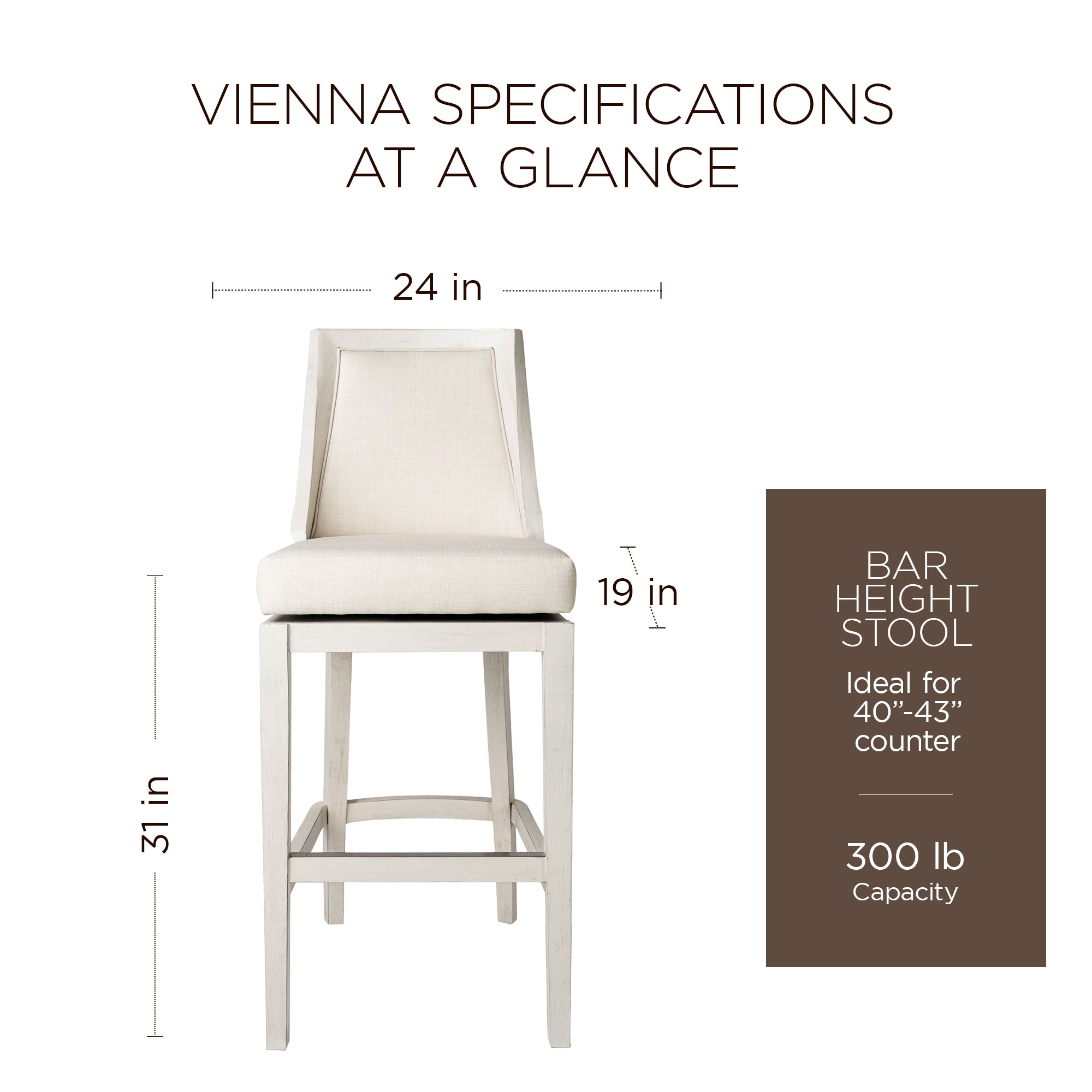 aven Lane Vienna Kitchen Swivel Stool, White Oak, Bar Height(Open Box) (4 Pack) - VMInnovations