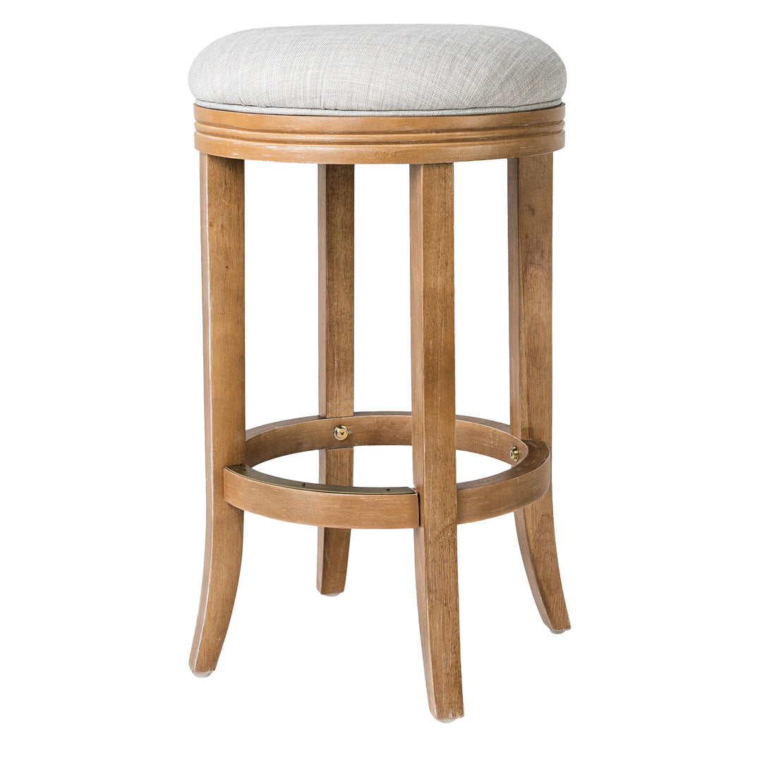 Maven Lane Eva Round Swivel Stool, Weathered Oak, Bar Height (Open Box) (2 Pack) - VMInnovations
