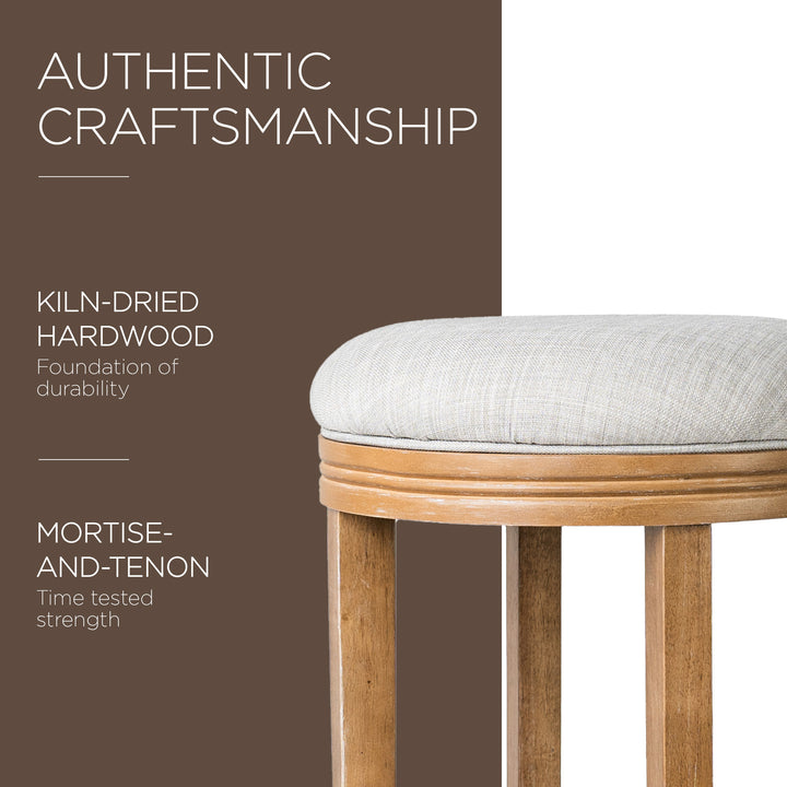 Maven Lane Eva Round Swivel Stool, Weathered Oak, Bar Height (Open Box) (2 Pack) - VMInnovations