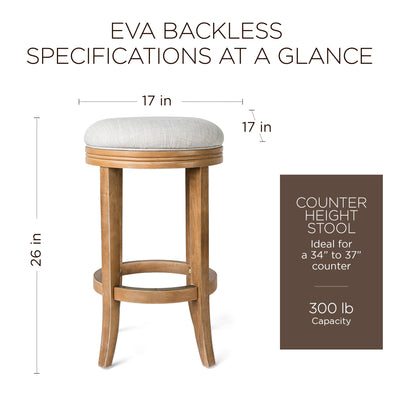 Maven Lane Eva Round Backless Swivel Stool, Weathered Oak, Bar Height (Open Box) - VMInnovations