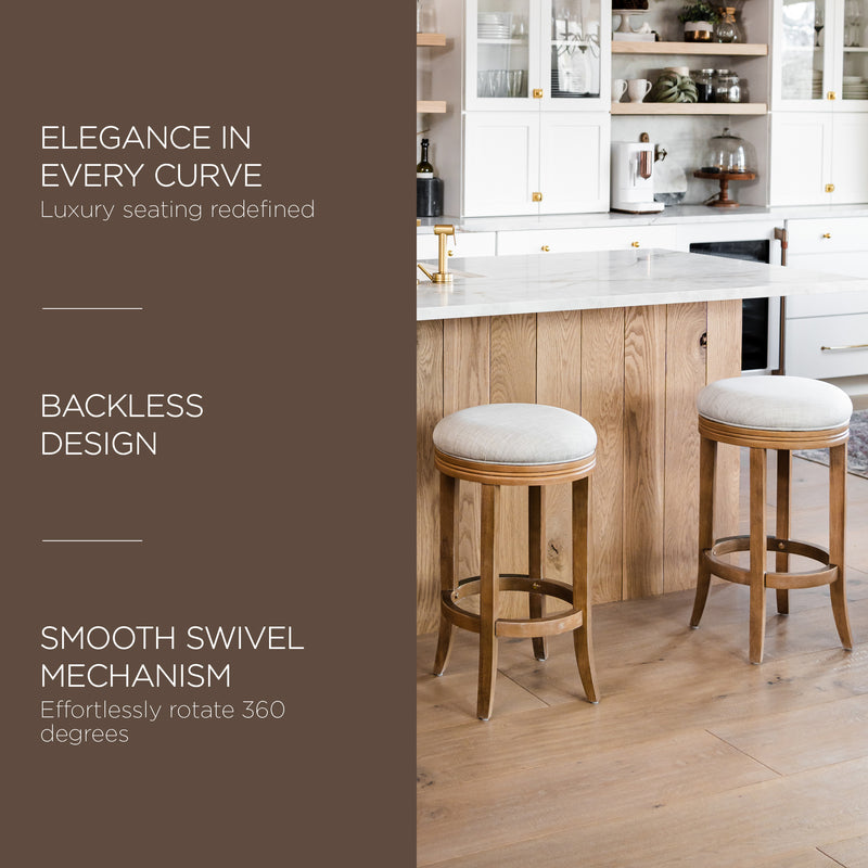 Maven Lane Eva Backless Swivel Stool, Weathered Oak, Counter Height (For Parts)