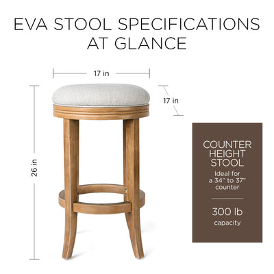 Maven Lane Eva Backless Swivel Stool, Weathered Oak,Counter Height(Open Box) - VMInnovations