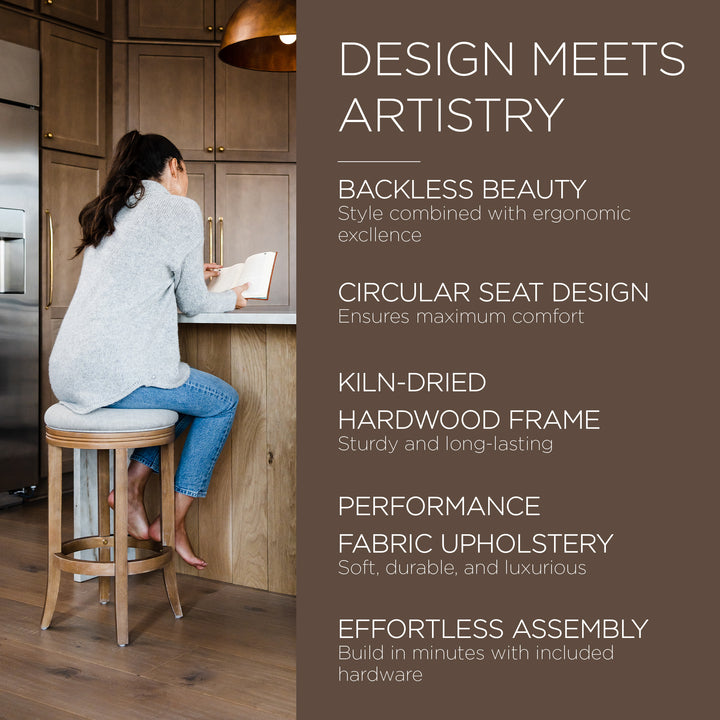 Maven Lane Eva Swivel Stool, Weathered Oak,Counter Height(Open Box) (4 Pack) - VMInnovations