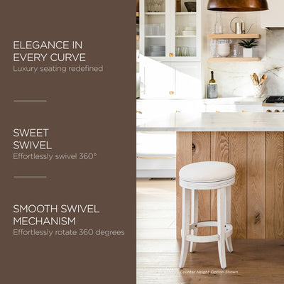 Maven Lane Eva Bar Stool in White Oak Finish w/ Natural Color Fabric Upholstery