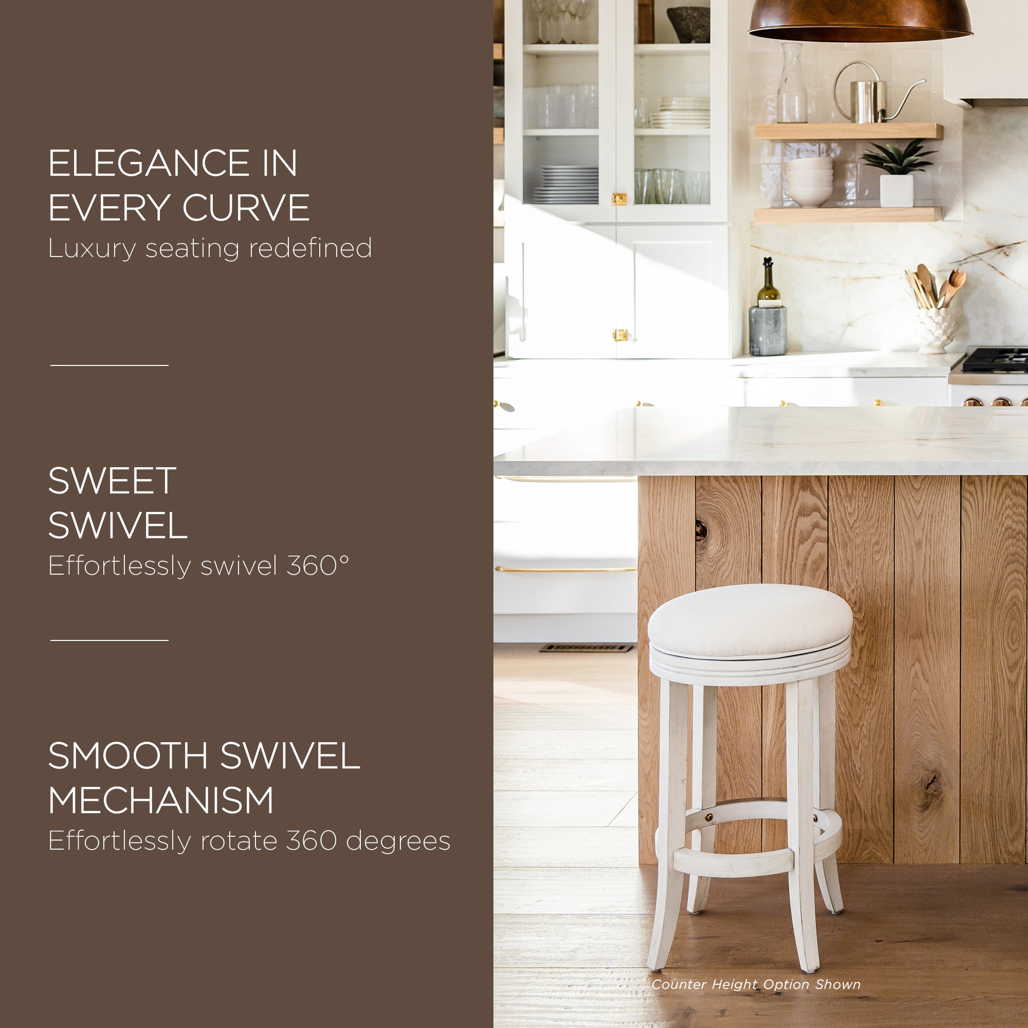 Maven Lane Eva Round Swivel Stool, White Oak, Bar Height (Open Box) (2 Pack) - VMInnovations