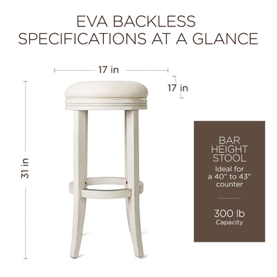 Maven Lane Eva Bar Stool in White Oak Finish w/ Natural Color Fabric Upholstery