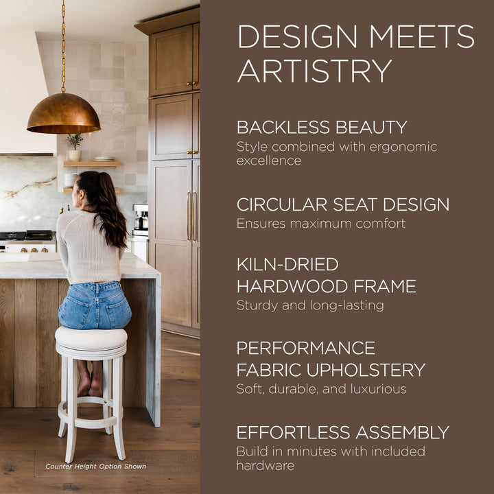 Maven Lane Eva Round Swivel Stool, White Oak, Bar Height (Open Box) (4 Pack) - VMInnovations