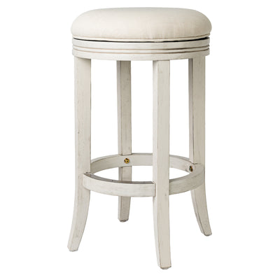 Maven Lane Eva Counter Stool in White Oak Finish w/ Natural Color Fabric Upholstery