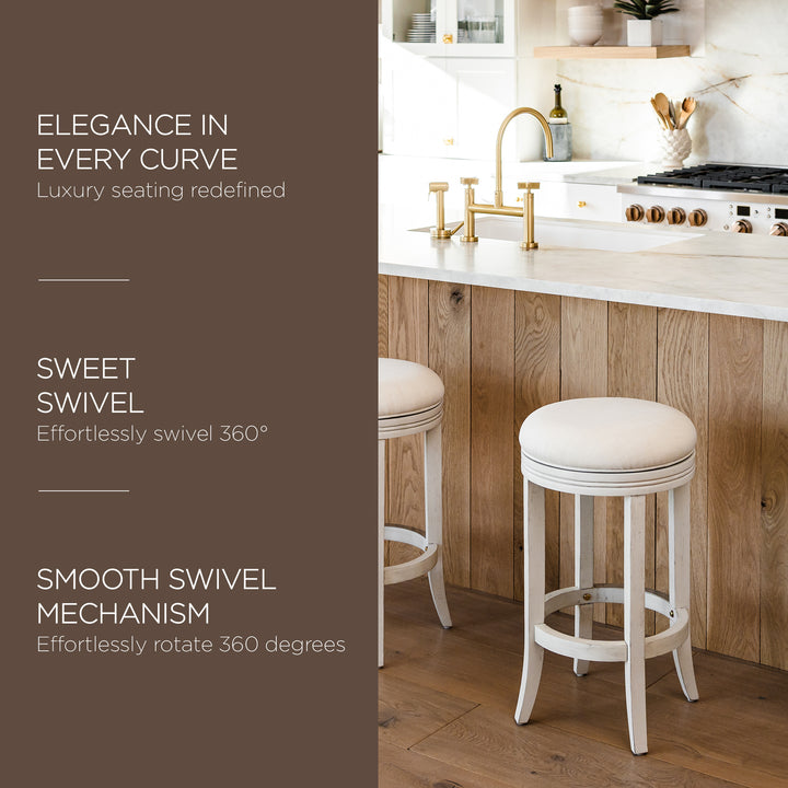 Maven Lane Round Backless Swivel Kitchen Counter Stool 26"H, White Oak (Used) - VMInnovations