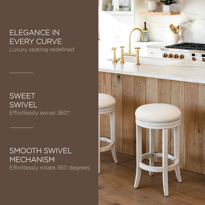 Maven Lane Round Backless Swivel Counter Stool 26"H, White Oak (Used) (2 Pack) - VMInnovations
