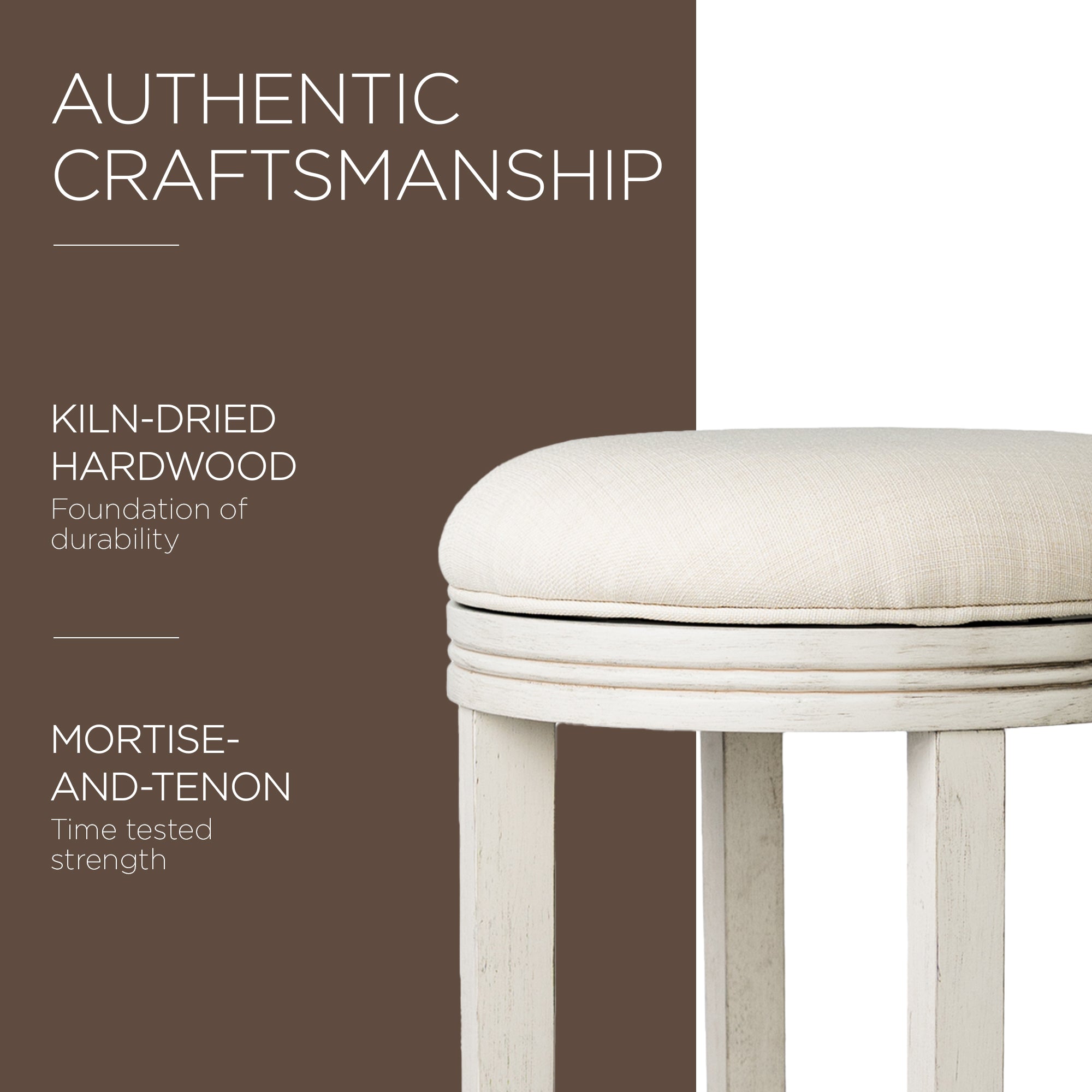 Maven Lane Round Backless Swivel Kitchen Counter Stool 26"H, White Oak (Used) - VMInnovations