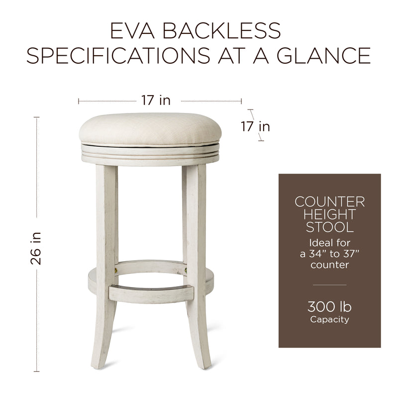 Maven Lane Eva Counter Stool in White Oak Finish w/ Natural Color Fabric Upholstery