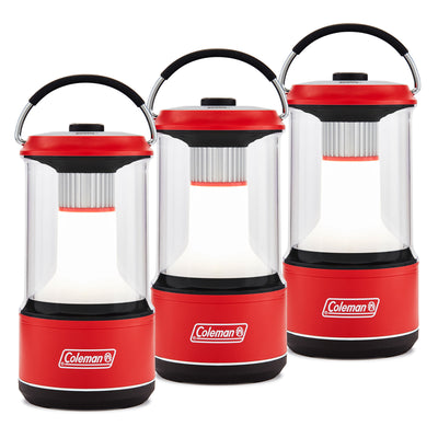 Coleman 800 Lumens LED Outdoor Camping Light Lantern w/BatteryGuard, Red(3 Pack)