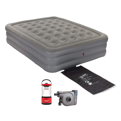 Coleman GuestRest 18" Queen Airbed, OneSource USB Air Mattress Pump, & Lantern