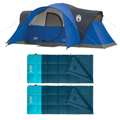 Coleman Montana 8 Person Tent & Kompact 20 Fahrenheit Sleeping Bag (2 Pack) - VMInnovations