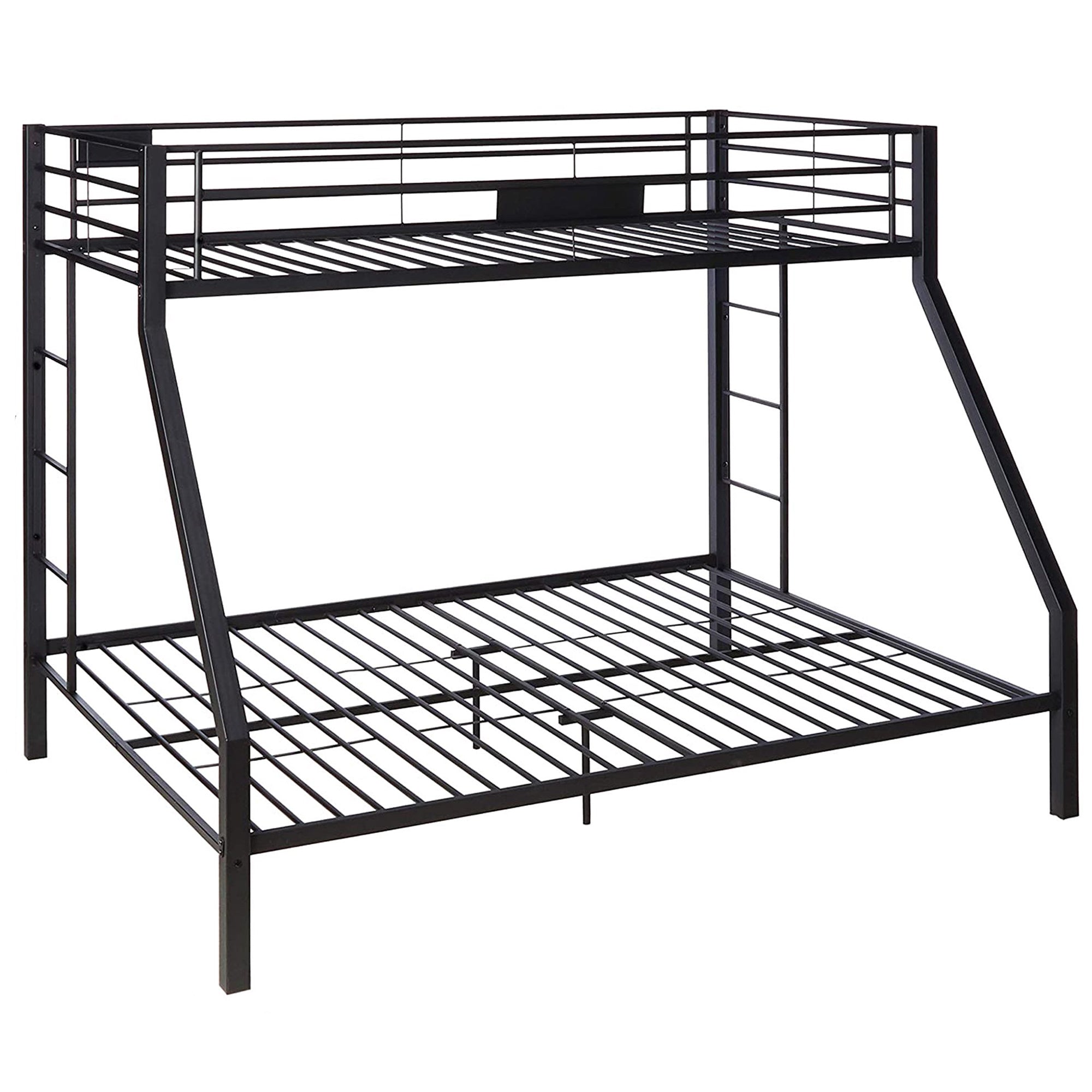 ACME Limbra Twin XL/Queen Bunk Bed Frame w/ 2 Ladders & 1 Guardrail, Black Sand