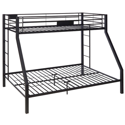 ACME Limbra Twin XL/Queen Bunk Bed Frame w/ 2 Ladders & 1 Guardrail, Black Sand