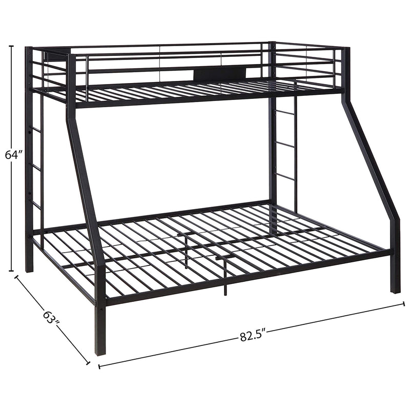 ACME Limbra Twin XL/Queen Bunk Bed Frame w/ 2 Ladders & 1 Guardrail, Black Sand