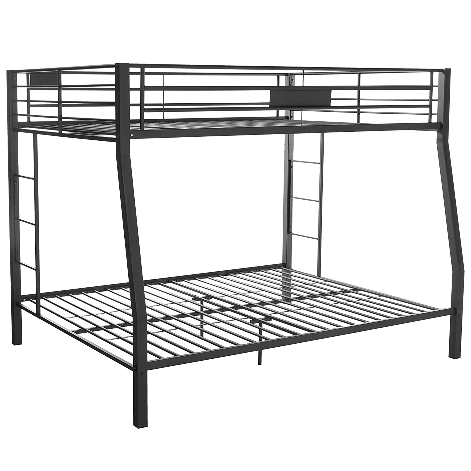 ACME Limbra Twin Full/Queen Bunk Bed Frame w/ 2 Ladders & 1 Guardrail, Black Sand