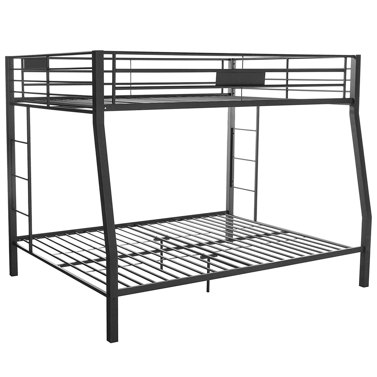 ACME Limbra Twin Full/Queen Bunk Bed Frame w/ 2 Ladders & 1 Guardrail, Black Sand