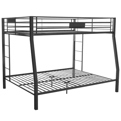 ACME Limbra Twin Full/Queen Bunk Bed Frame w/ 2 Ladders & 1 Guardrail, Black Sand