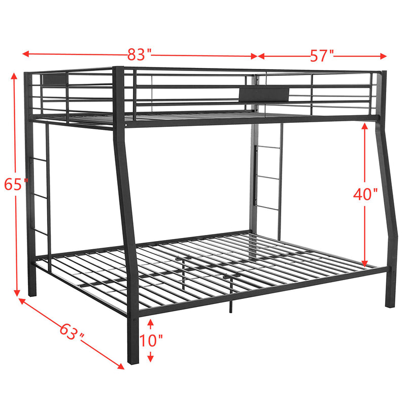 ACME Limbra Twin Full/Queen Bunk Bed Frame w/ 2 Ladders & 1 Guardrail, Black