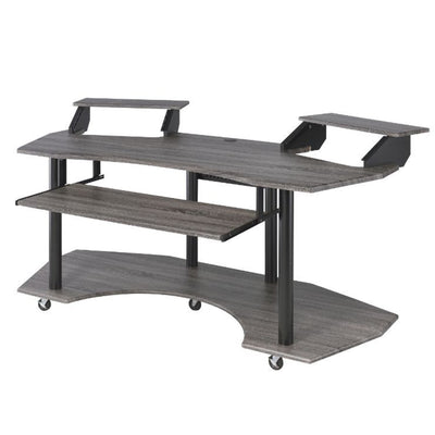 ACME 71" Eleazar Music Recording Studio Home Office Desk Hutch, Black Oak Finish (Open Box)