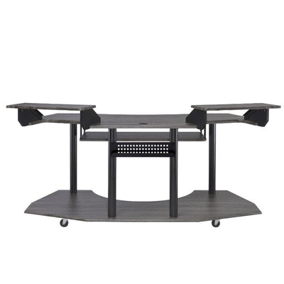 ACME 71" Eleazar Music Recording Studio Home Office Desk Hutch, Black Oak Finish (Open Box)