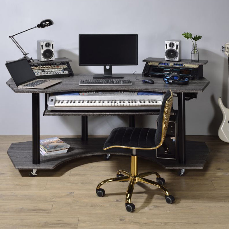ACME 71" Eleazar Music Recording Studio Office Desk, Black Oak Finish (Open Box)
