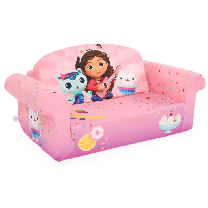 Marshmallow Furniture Kids 2-in-1 Flip Open Foam Sofa Bed, Gabby's Dollhouse