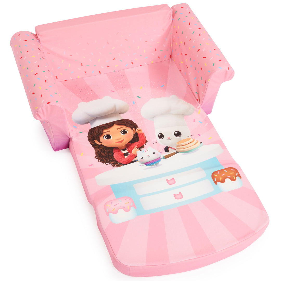 Marshmallow Furniture Kids 2-in-1 Flip Open Foam Sofa Bed, Gabby's Dollhouse