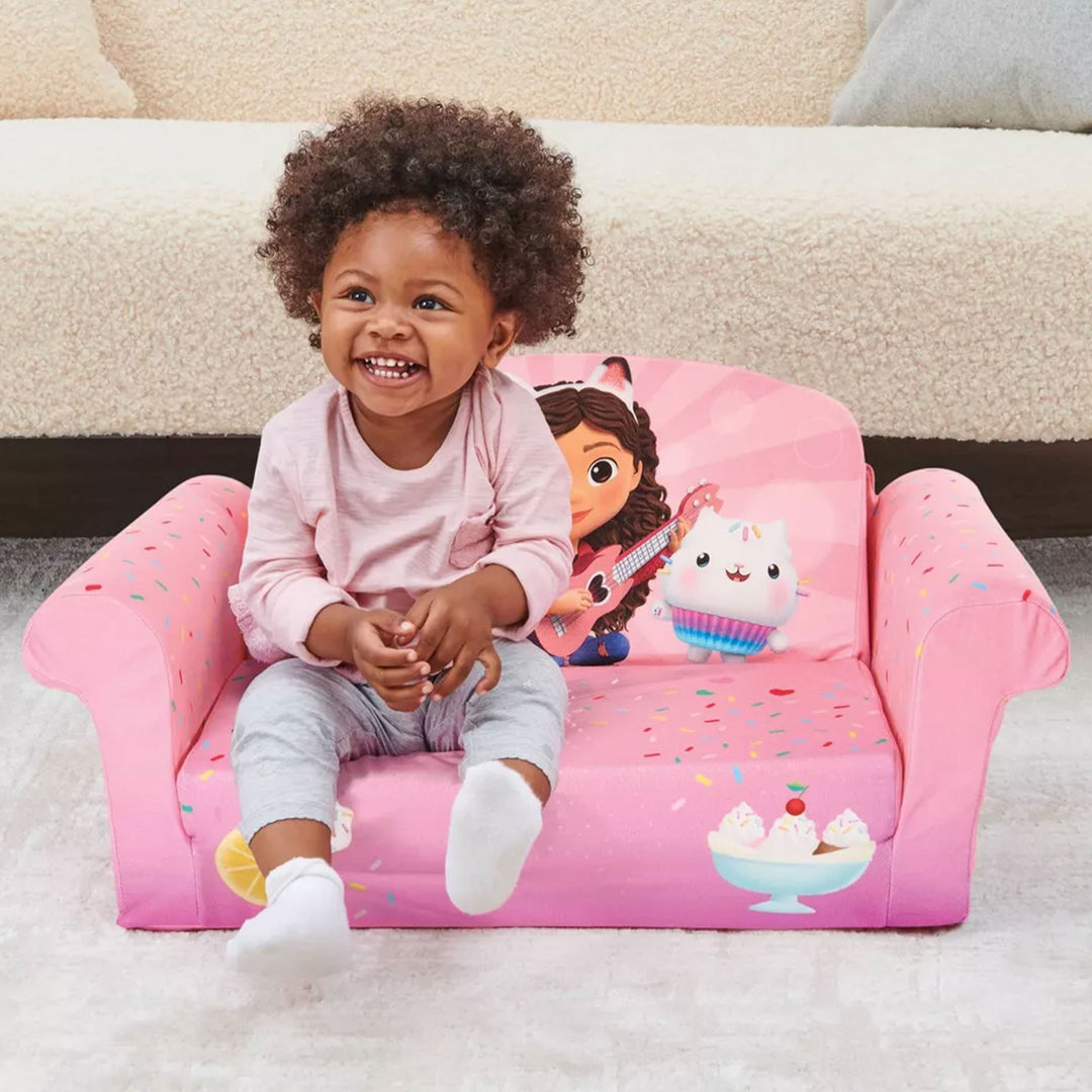 Marshmallow Furniture 2 Pack 2-in-1 Flip Open Foam Sofa Bed, Gabby's Dollhouse
