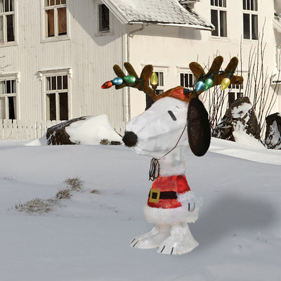 ProductWorks 26" Peanuts Pre-Lit Snoopy Holiday Decor with Antlers (Used) - VMInnovations