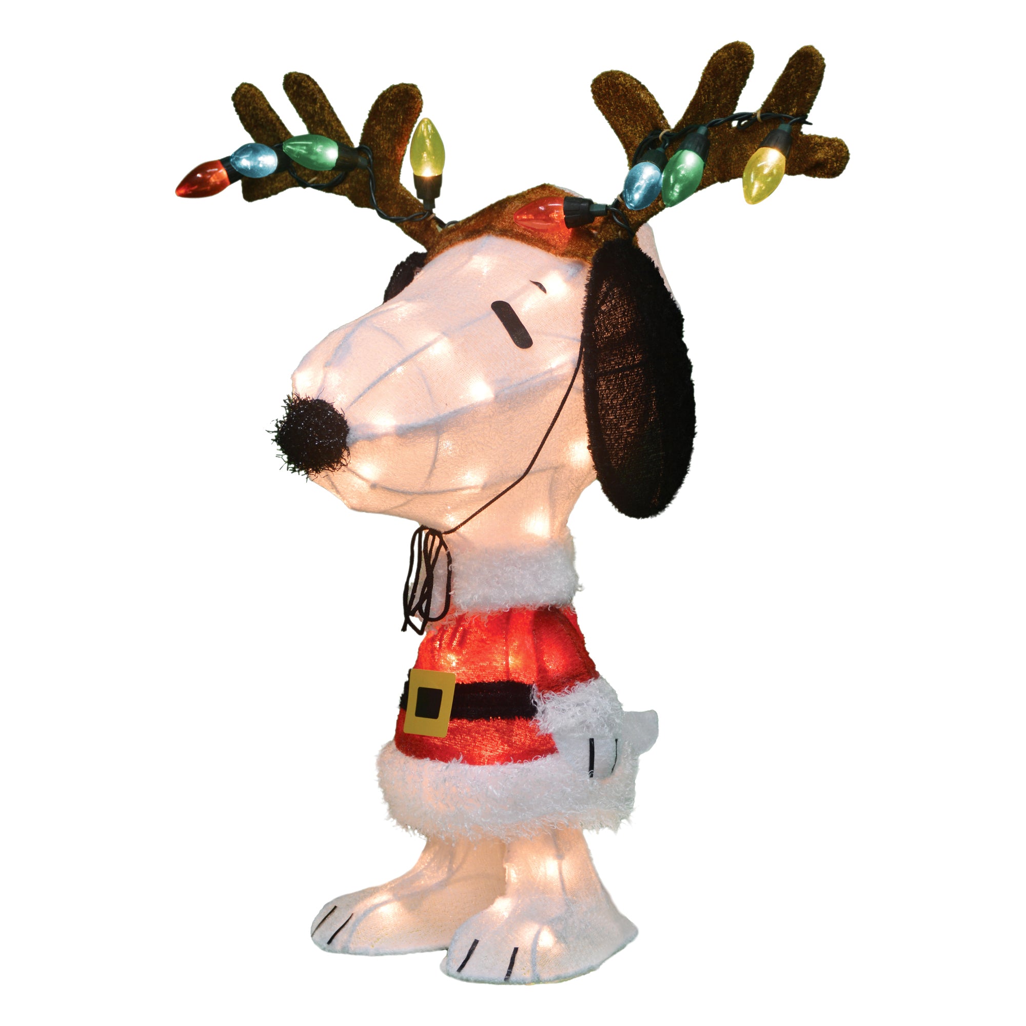 ProductWorks Peanuts 26" Snoopy Santa Coat & Antlers Prelit Christmas Yard Decor - VMInnovations