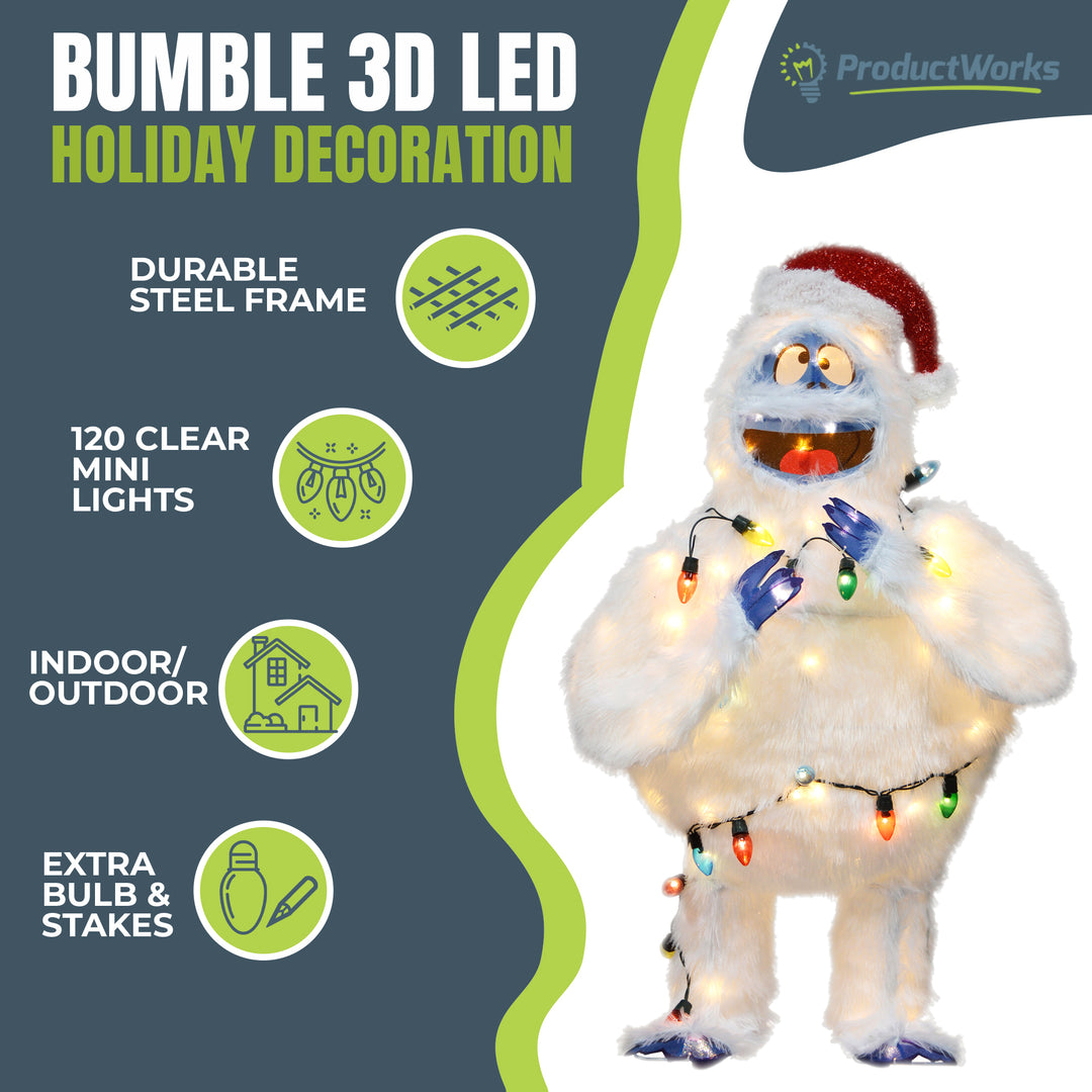 ProductWorks 48 Inch Bumble Pre-Lit Christmas Yard Holiday Decoration(For Parts)