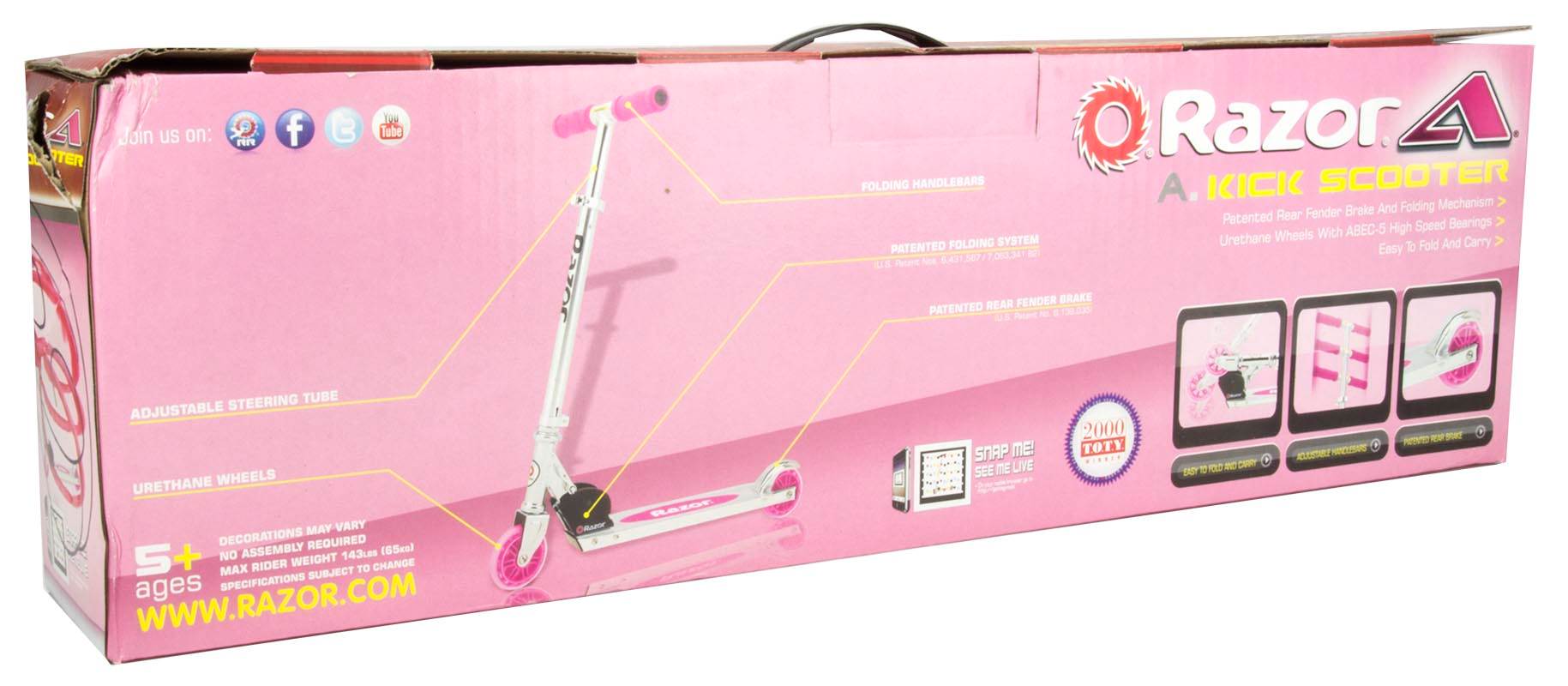 Razor A Kick Scooter Boys/Girls (Pink) - Open Box!