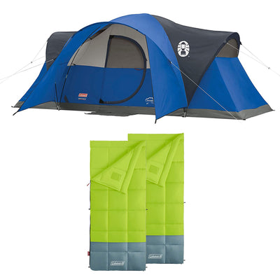 Coleman Montana 8 Person Tent & Kompact 30 Fahrenheit Sleeping Bag (2 Pack)
