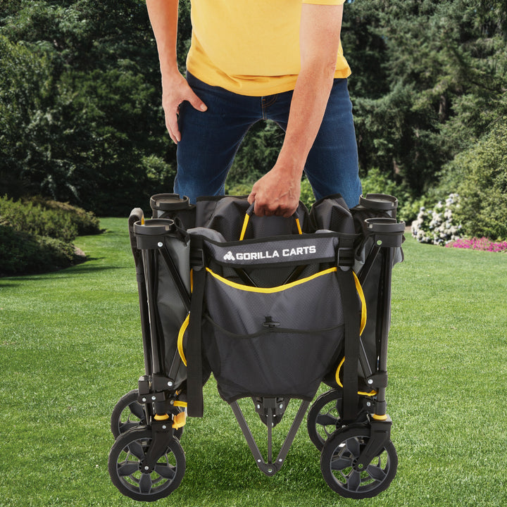 Gorilla Carts 7 CubicFeet Foldable Beach Wagon with Oversized Bed Gray(Open Box)