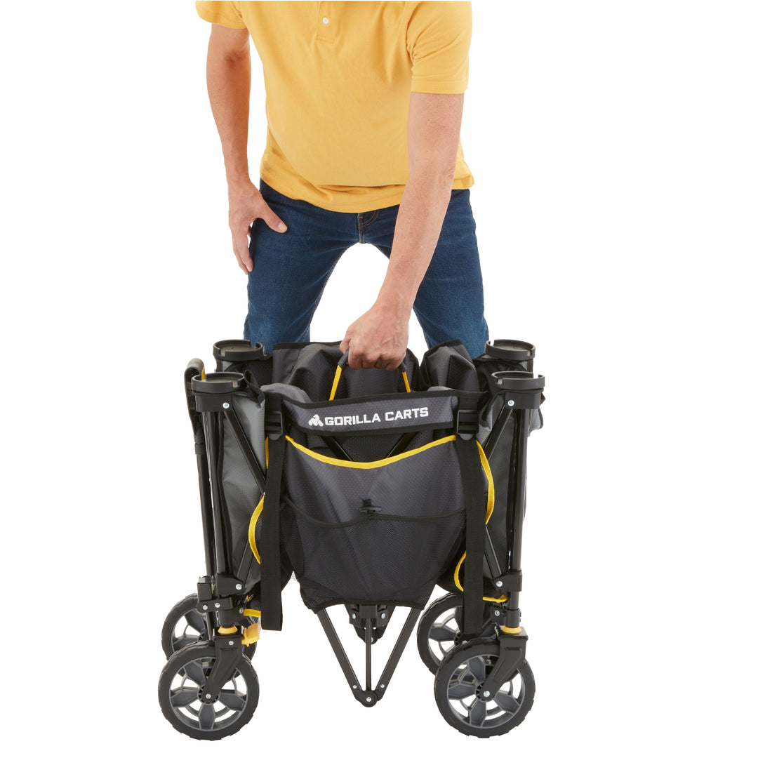 Gorilla Carts 7 CubicFeet Foldable Beach Wagon with Oversized Bed Gray(Open Box) - VMInnovations