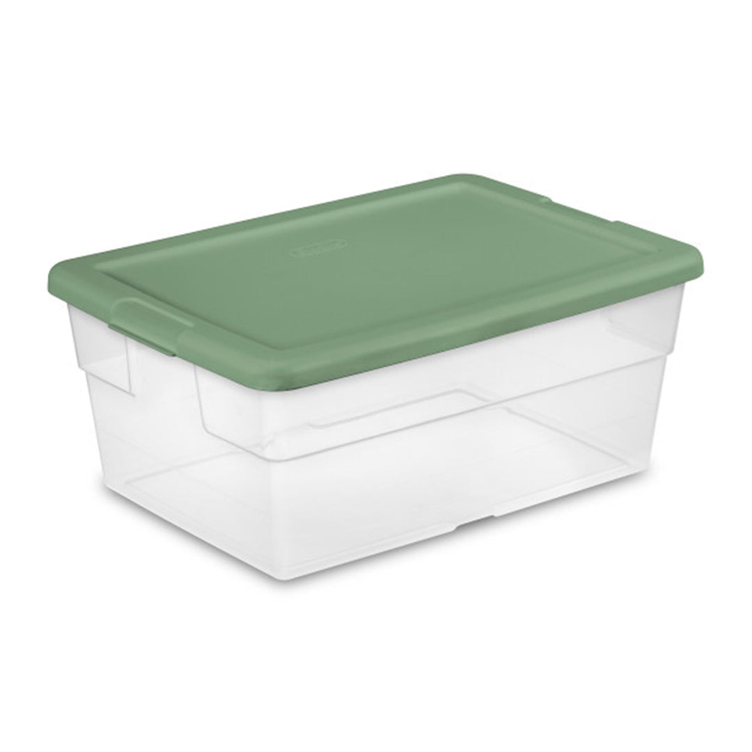Sterilite 16 Qt Clear Plastic Storage Tote Home Organizer Bins with Lid (2 Pack)