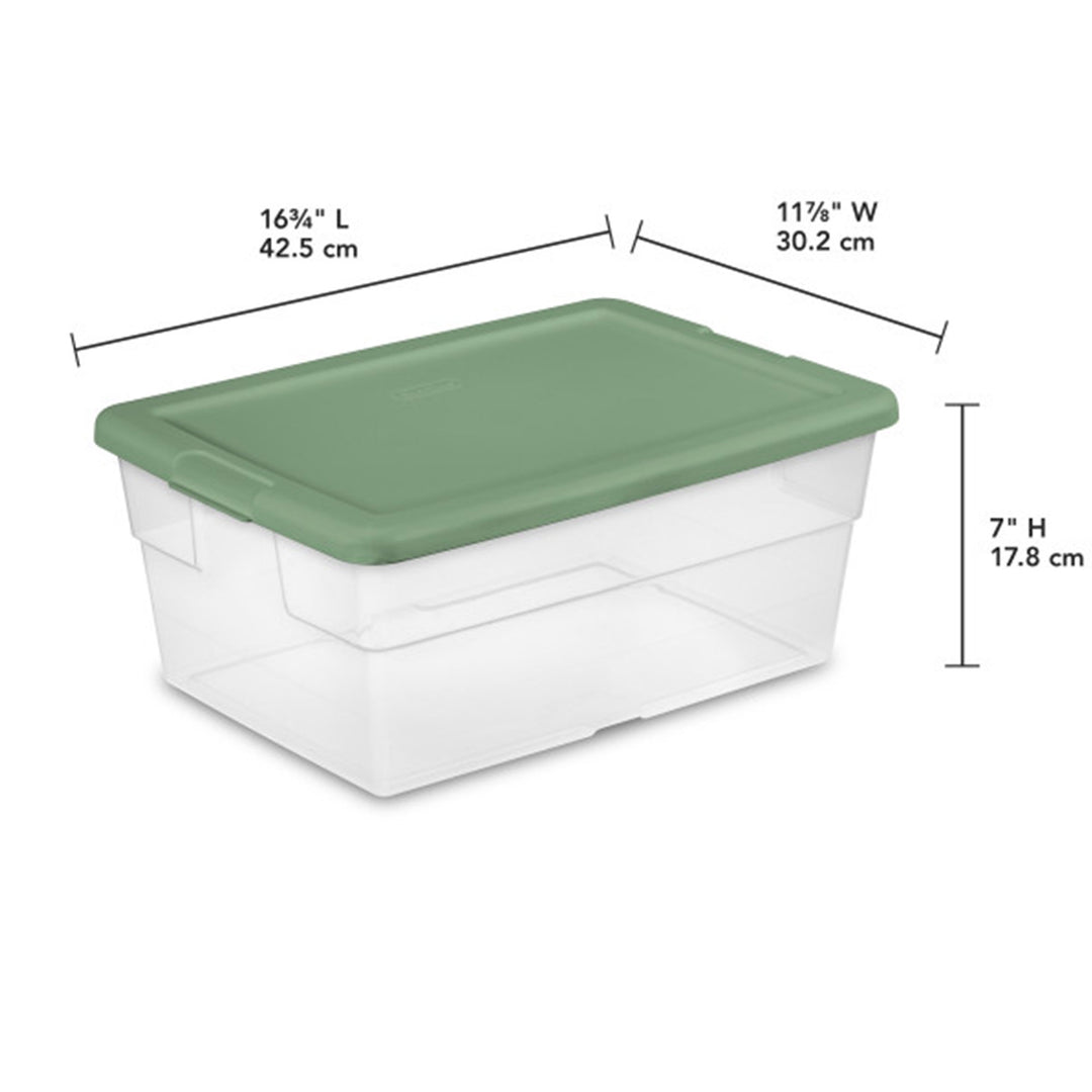 Sterilite 16 Qt Clear Plastic Storage Tote Home Organizer Bins with Lid (2 Pack)