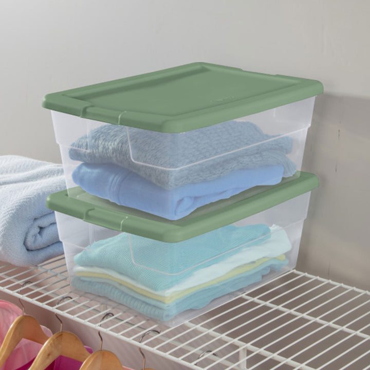 Sterilite 16 Qt Clear Plastic Storage Tote Home Organizer Bins with Lid (2 Pack)