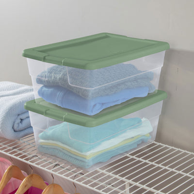 Sterilite 16 Qt Clear Plastic Storage Tote Home Organizer Bins w/Lid (24 Pack)