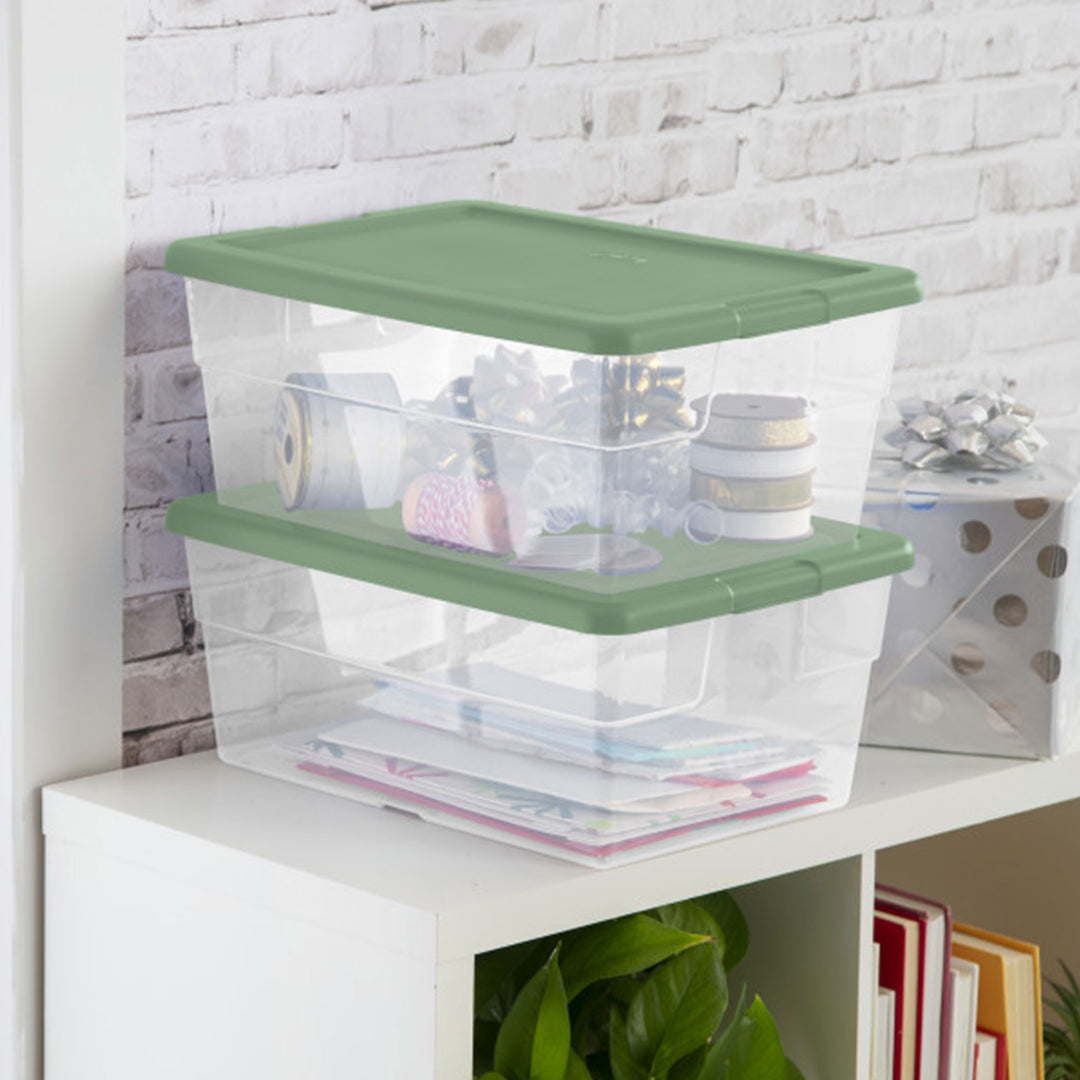 Sterilite 16 Qt Clear Plastic Storage Tote Home Organizer Bins with Lid (2 Pack)